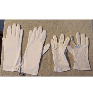 2 Pairs of White Dress Gloves: Adult and Child